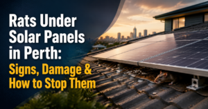 Rats under solar panels in Perth and signs of roof rodent activity