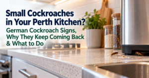 German cockroaches in a Perth kitchen showing signs of pest activity